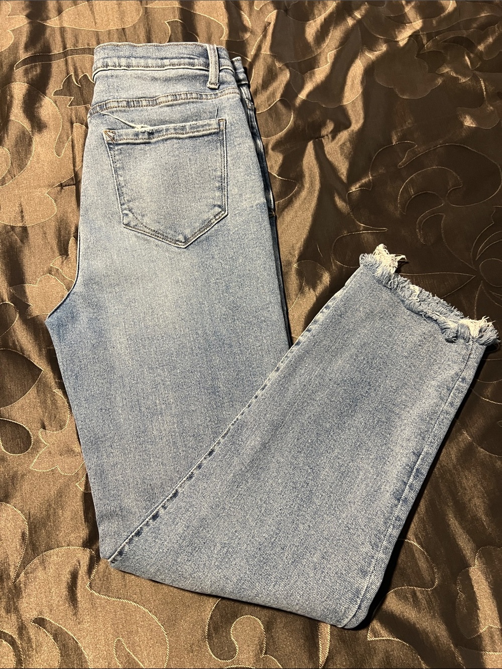 Kensie Vintage Luxe The Juliet High Rise Slim Blue Jeans Raw Hem Stretch 10/30